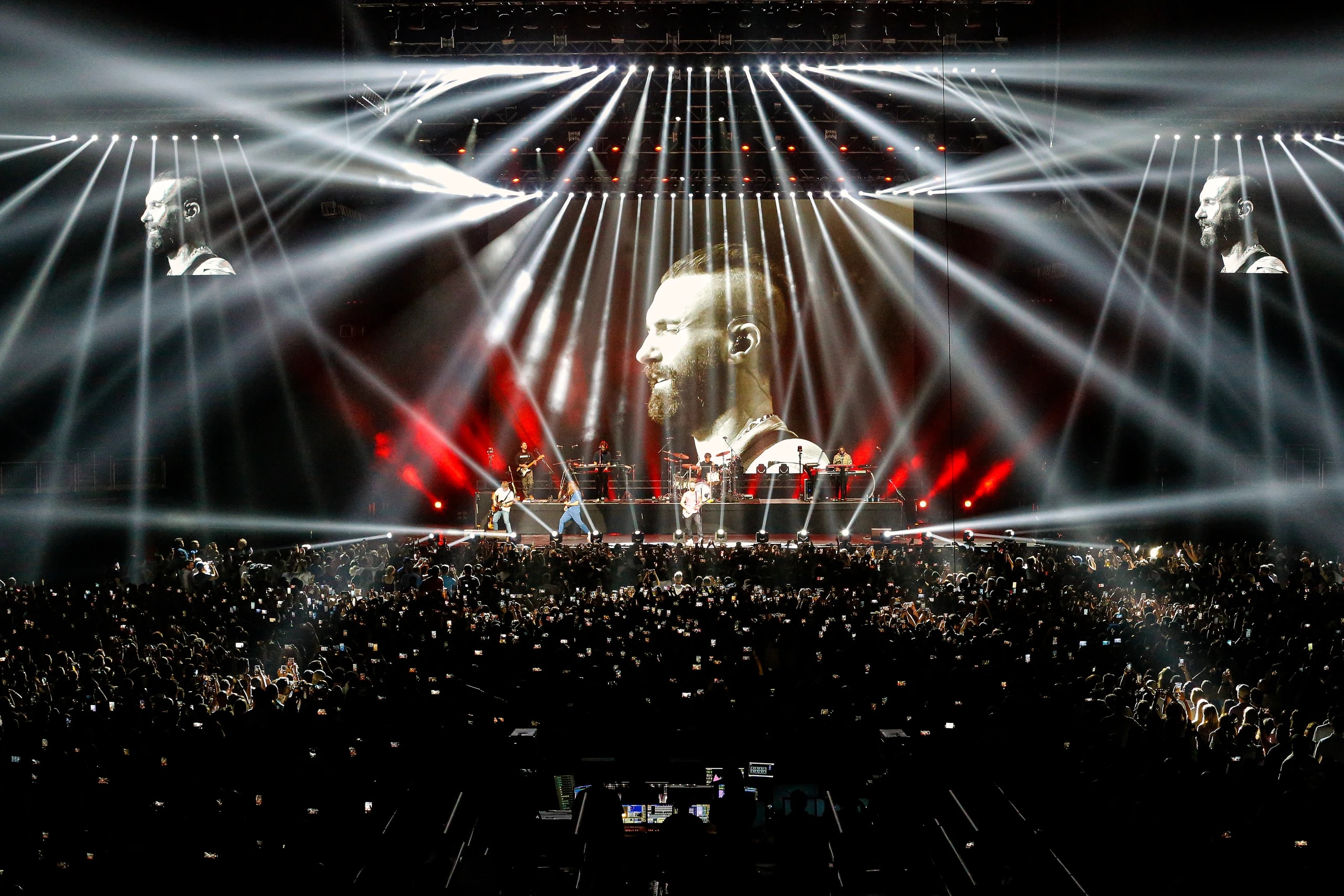 Maroon 5 performing at Coca-Cola Arena in Dubai, June 2019 — archive concert photograph